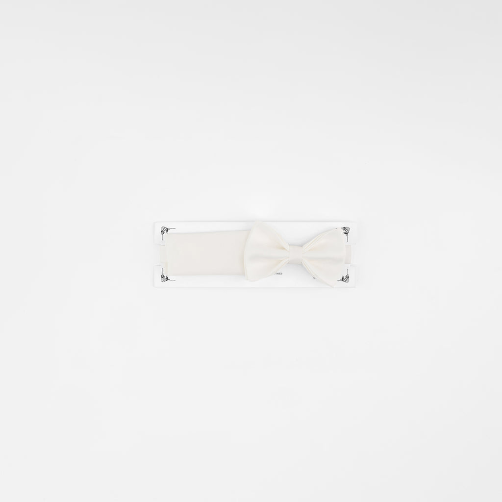 off White   bowtie with a knot on a light gray background